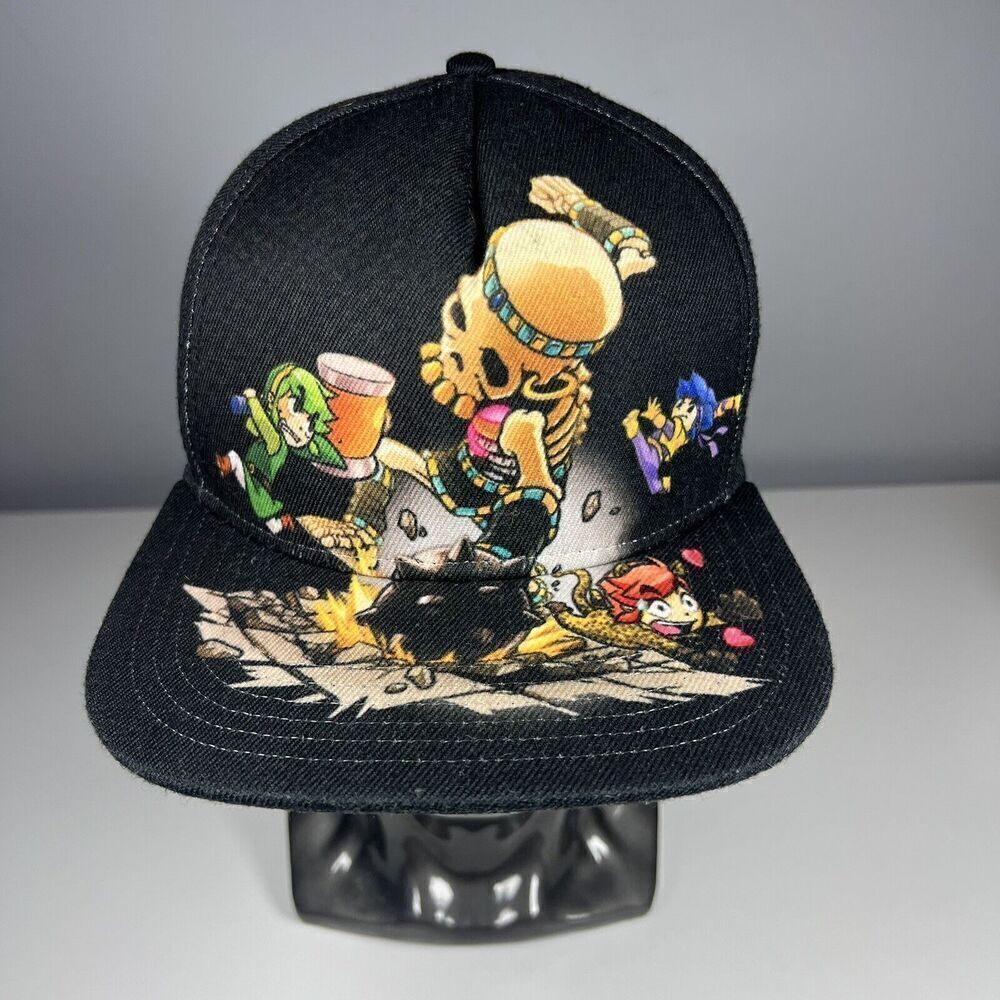 ZELDA Tri-Force Heroes Black Snapback Hat Nintendo Skeleton